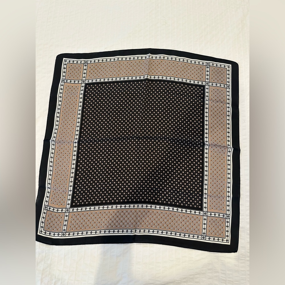 Medium silky scarf  brown tan  black  color